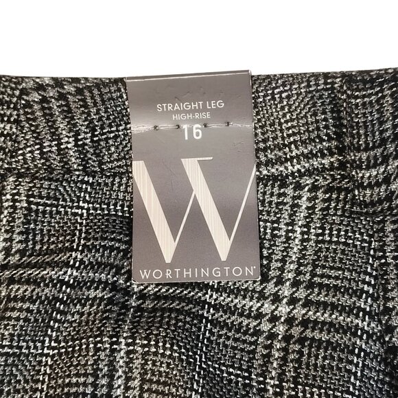 Worthington Metallic Plaid Straight-Leg Pants Size 16 NWT - Picture 4 of 5